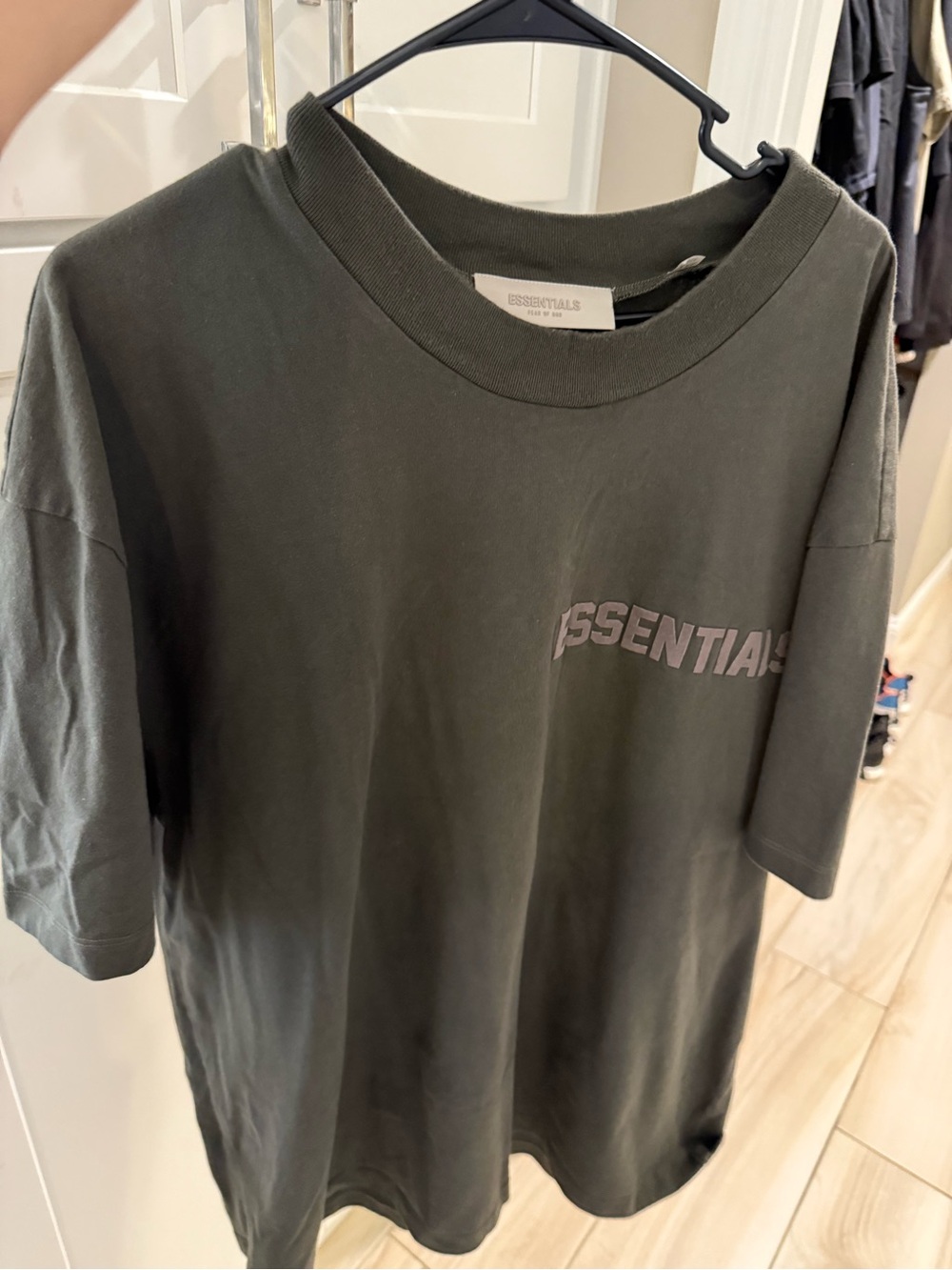 Essentials Men's Dark Olive Logo Short Sleeve Tee